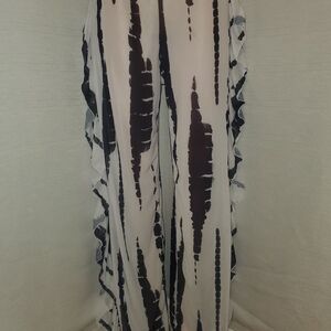 Stylish Black and White Ruffle Pants